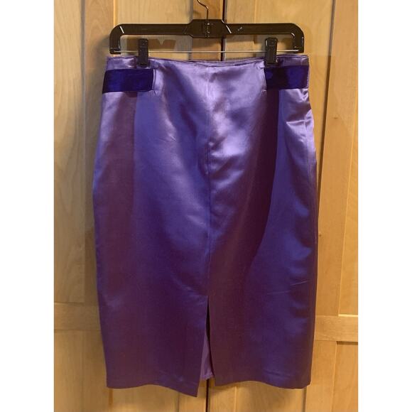 Blumarine Vintage Womens 100% Silk Purple Skirt Size I 44 or USA 10 Knee Length - Picture 6 of 9